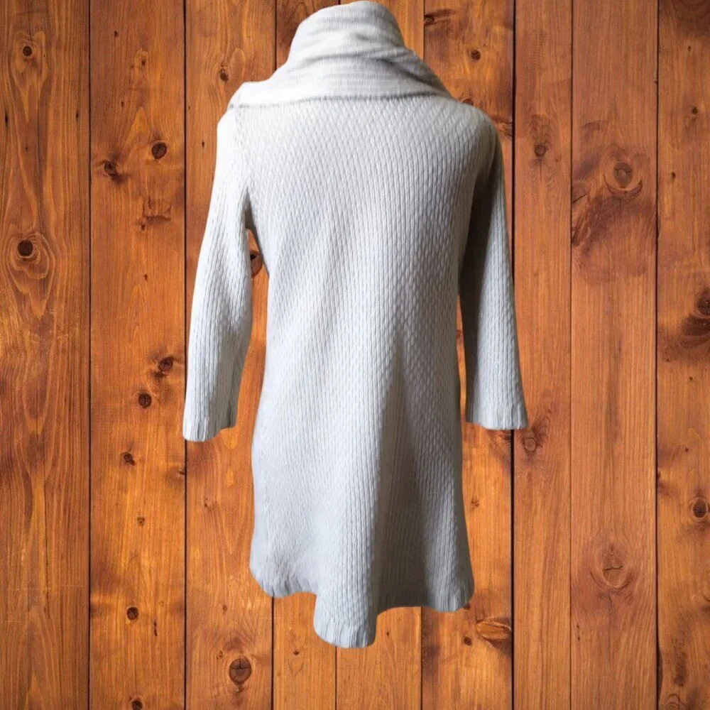 STYLE & CO 3/4 Sleeve Cowl Neck Sweater Beige Metallic Neutral Size Small